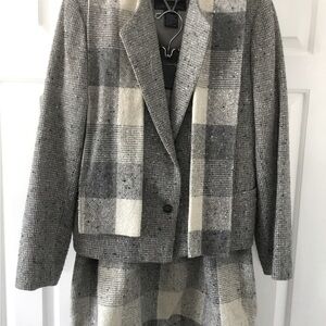 Plaid Women's Blazer and Skirt Set